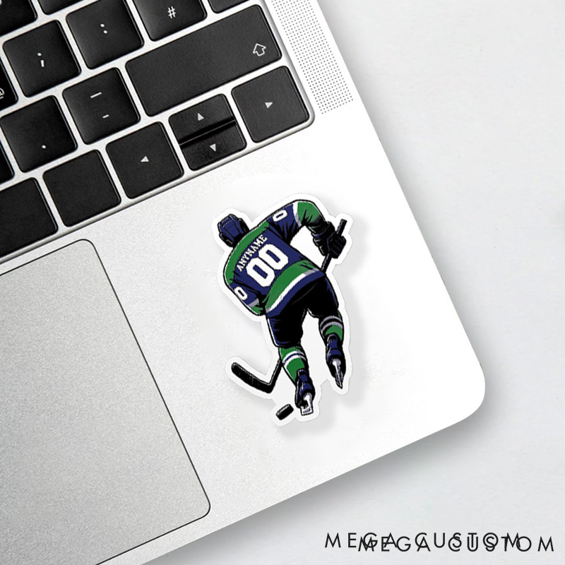 Personalized Hockey Sticker with Custom Player Name And Number