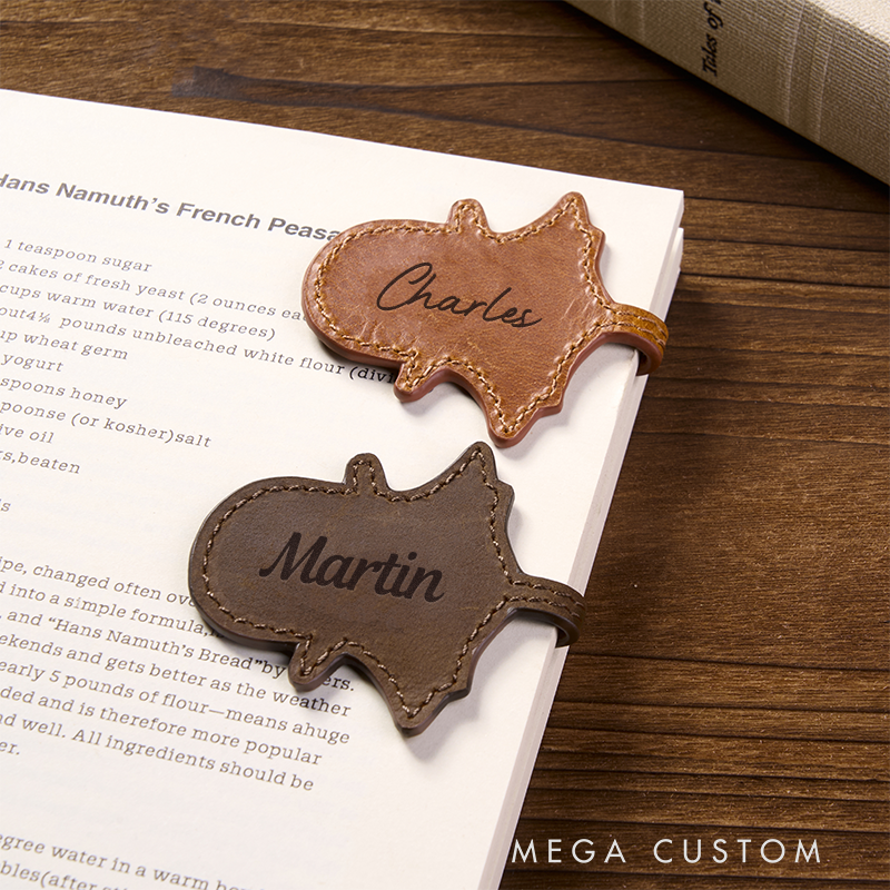 Personalized Leather Bookmark Ghost Shaped Bookmark Magnetic Bookmark Custom Name Engraved Page Marker Fun Gift for Halloween and Reading Lovers Handmade Gothic Leather Accessory