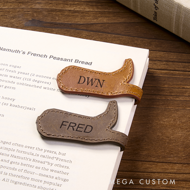 Personalized Leather Bookmark Boot Shaped Bookmark Custom Initials Engraved Page Marker Western-Themed Gift for Readers Unique Rustic Book Accessory  