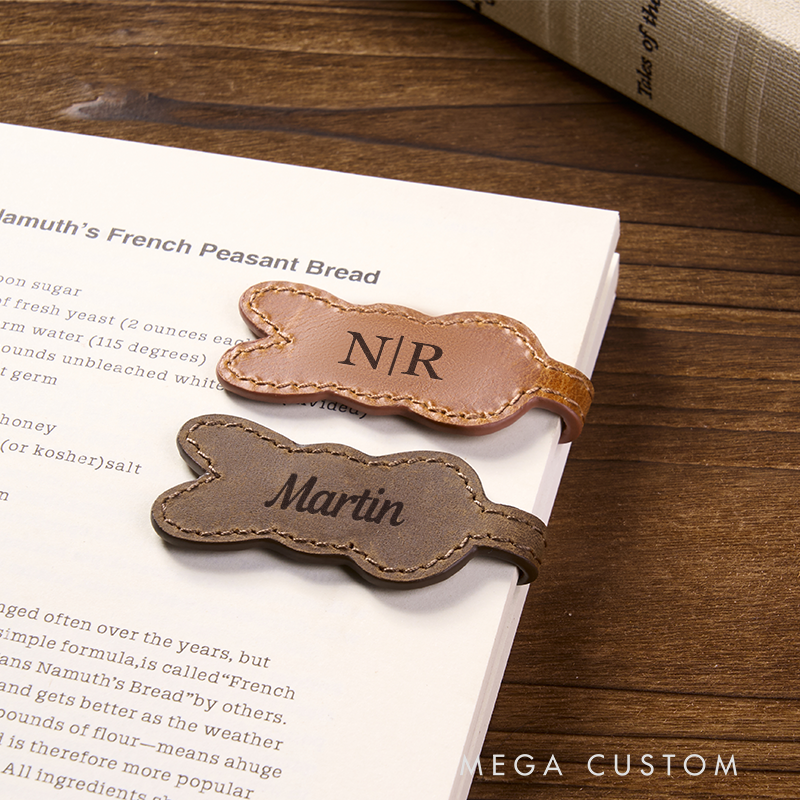 Personalized Leather Bookmark Bunny Shaped Bookmark Custom Name Engraved Page Marker Cute Gift for Readers and Animal Lovers Adorable Easter-Themed Book Accessory Easter Gifts 