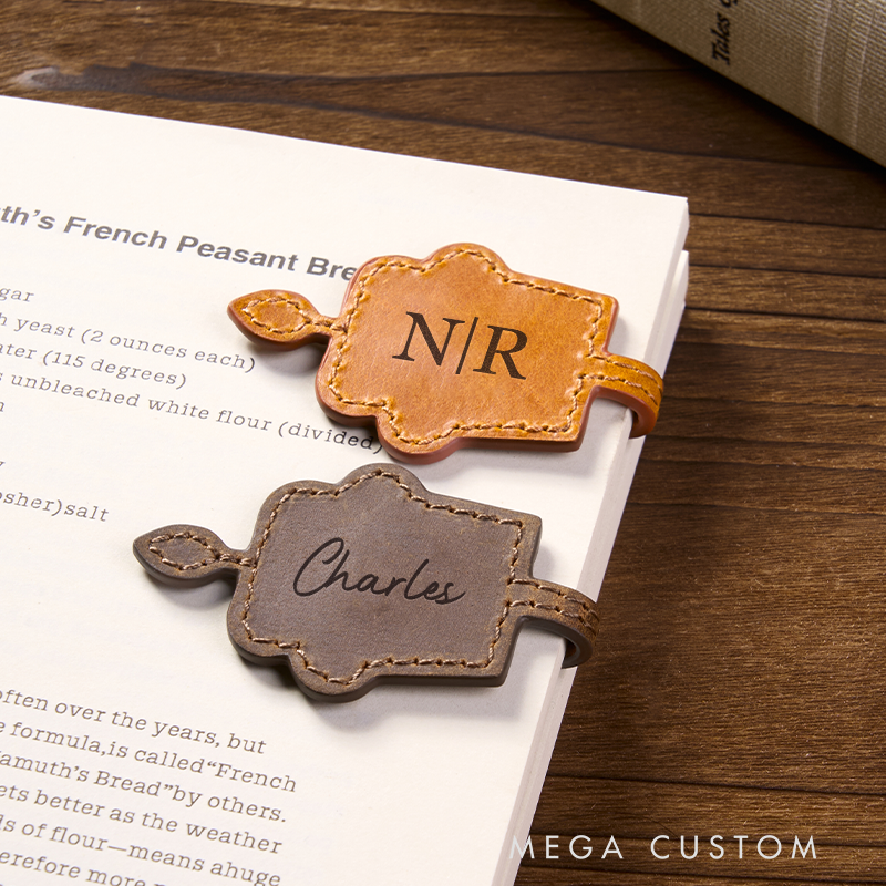 Personalized Leather Bookmark Cake Shaped Bookmark Magnetic Bookmark Custom Name Engraved Page Marker Sweet Gift for Bakers and Book Lovers Unique Handmade Leather Accessory 