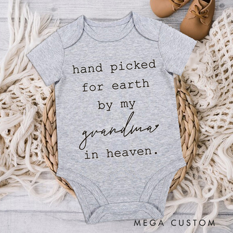 Personalized Handpicked for Earth Onesie in Heaven Onesie Custom Baby Bodysuit Heaven Sent Onesie Baby Announcement Onesie  Baby Shower Gift New Baby