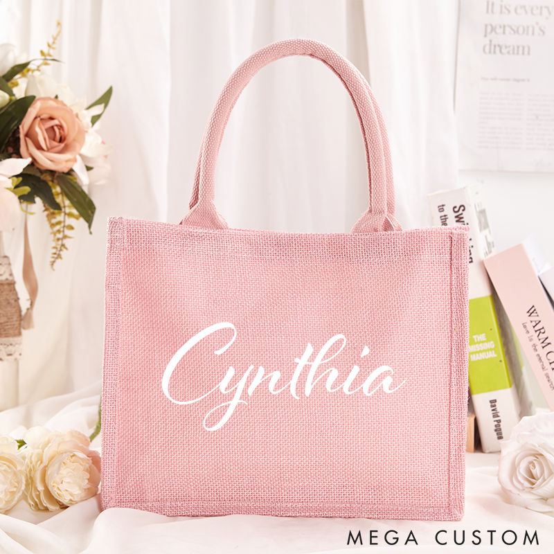 Personalized Burlap Bags Custom Name Jute Bag Monogram Beach Tote Bag Bachelorette Party Wedding Favors Gift for Her