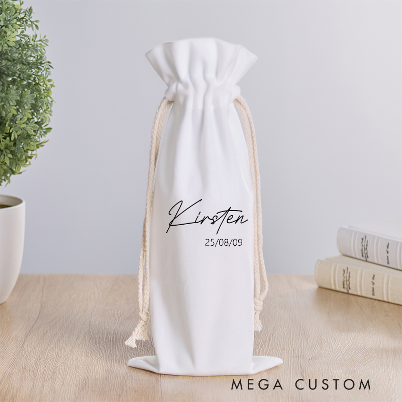 Personalized Wine Bag Custom Wine Bottle Gift Bag Reusable Wine Label Gift Bag Custom Gift Bags for Wedding Favors Graduation Gift