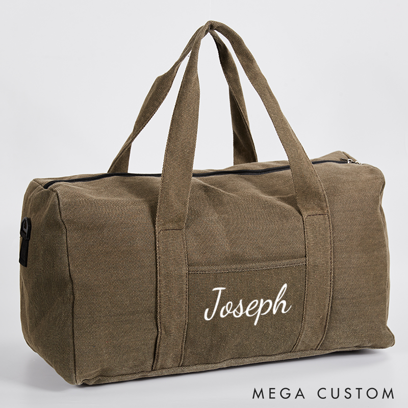 Personalized Canvas Duffle Bag for Him Weekender Bag Custom Canvas Duffle Bag Luggage Bag Gift For Him