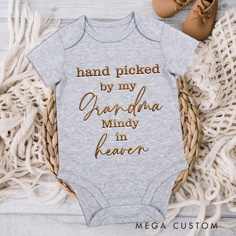 Personalized Baby Onesie Handpicked for Earth Onesie Embroidered Heaven Sent Onesie in Heaven Bodysuit Announcement Onesie Baby Shower Gift New Baby