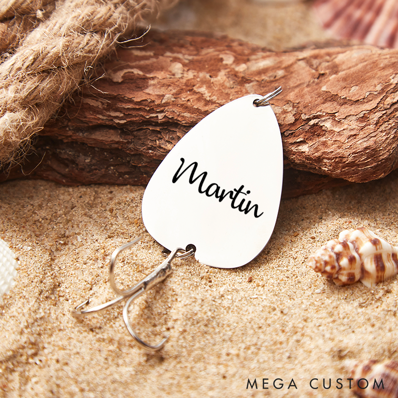 Personalized Fishhook with Name Custom Engraved Tackle Gift for Fishing Lovers Birthday Gift for Him Dad Boyfriend