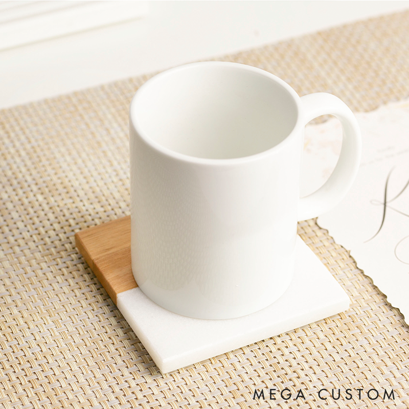 Personalized Wooden and Marble Coasters Custom Coasters with Name Engraved Wood Coaster Gift for Home Decor or Housewarming  