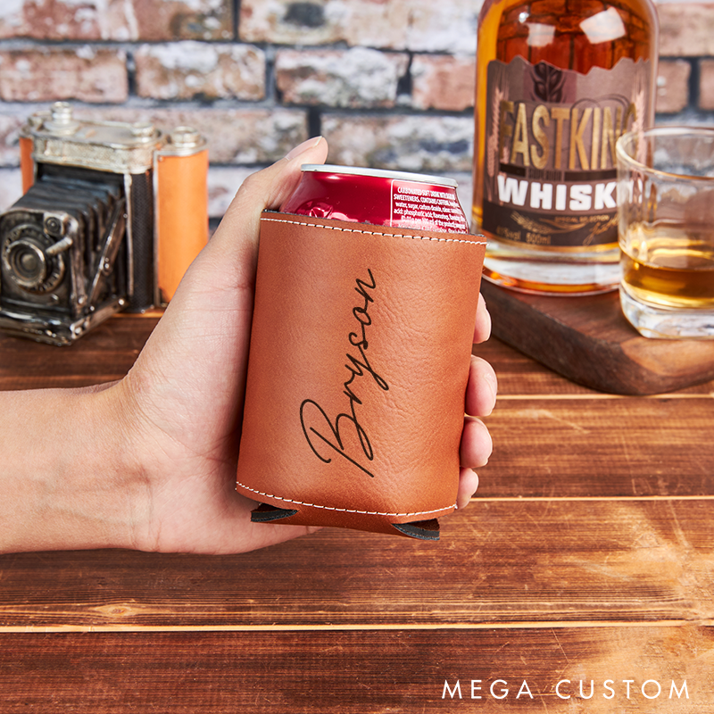 Personalized Can Cooler Custom Beer Can Holder Engraved Can Cooler Bottle Holder Gift for Him Groomsmen Gifts