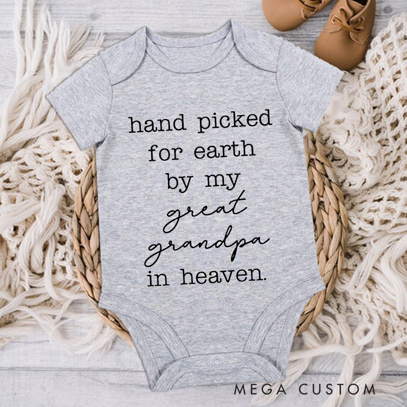 Personalized Baby Onesie Handpicked for Earth by My Great Grandpa Grandma in Heaven Onesie Bodysuit Heaven Sent Onesie New Baby Gift Baby Shower Gift