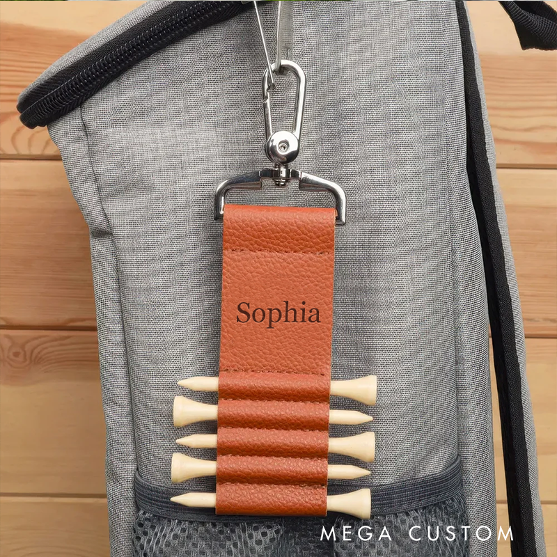Personalized Leather Golf Tee Holder with Custom Name Portable Accessory for Golf Enthusiasts  