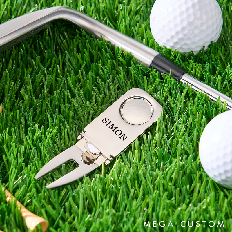 Personalized Golf Divot Tool Engraved Golf Ball Marker Metal Golf Fork Gifts for Men/Him/Golfer/Grandpa/Dad/ Gift for Him