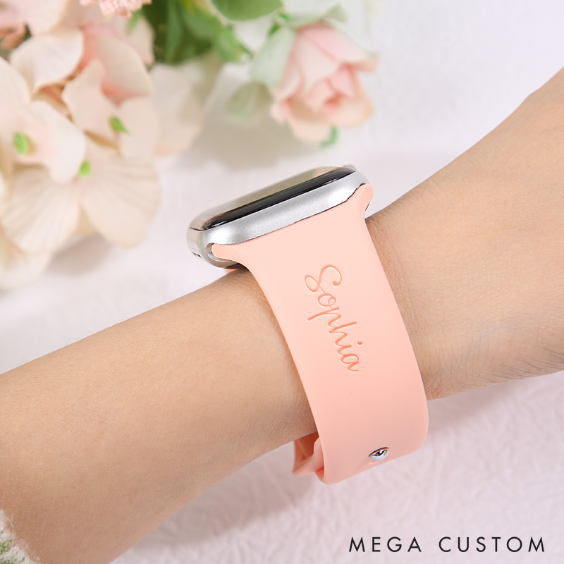 Personalized Apple Watch Band with Name Custom Engraved Watch Strap Adjustable Comfortable Band Gift for Women Anniversary Gift for Girlfriend Birthday Gifts for Him