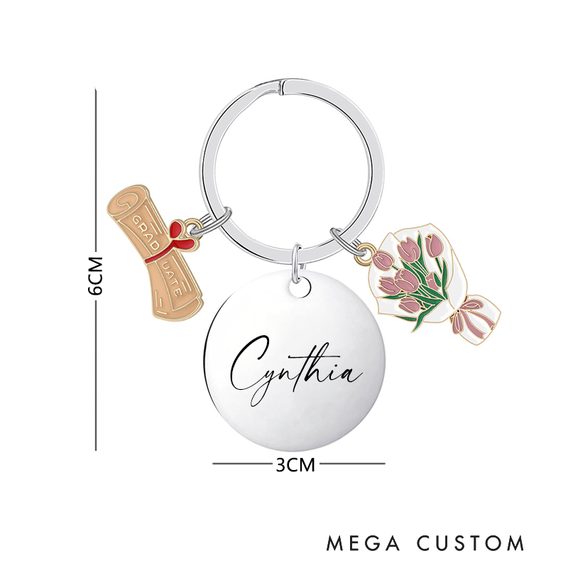 Personalized Keychain with Name Custom Graduation Graduation Keepsake Gift for Teacher Teens and Graduates  