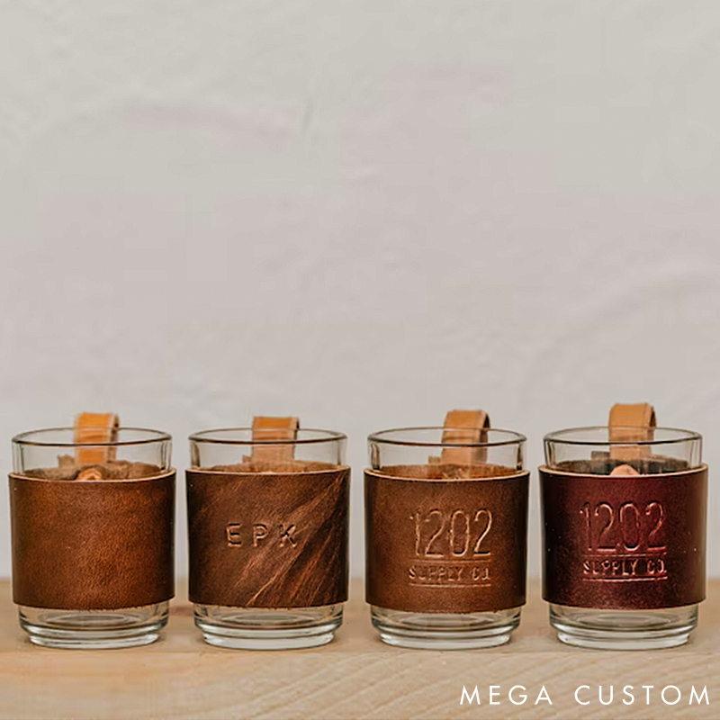 Espresso Cup Handmade Glass with Leather Wrap