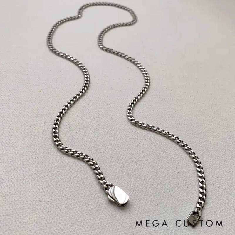 Personalized Cuban Link Chain Engraved Miami Cuban Link Chain- 4mm Waterproof Gold Silver Monogram Necklace For Men