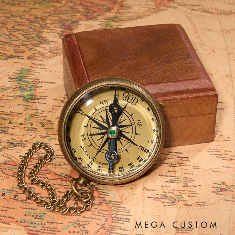 Personalized Brass Compass with Engraved Quote Memory Present to My Grandson for Birthday Baptism Graduation Confirmation Love Gift from Grandpa and Grandma