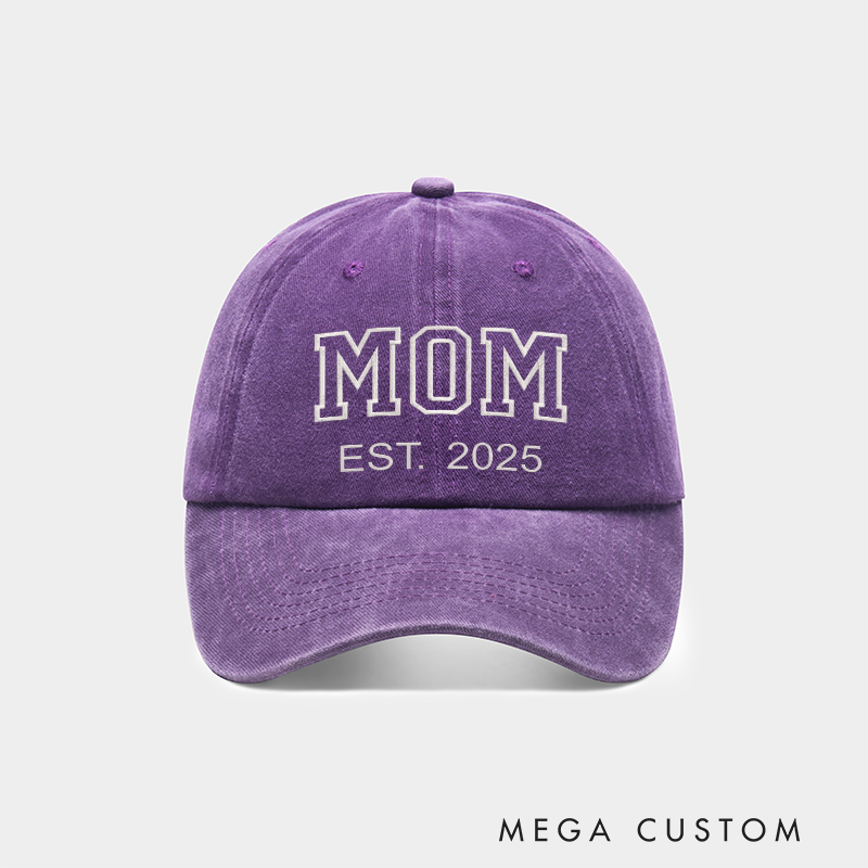 Personalized Mom Embroidered Hat Custom Dad Hat with Est Year Gift for New Mom Dad Vintage Baseball Hat Mother's Day Gift for Mom