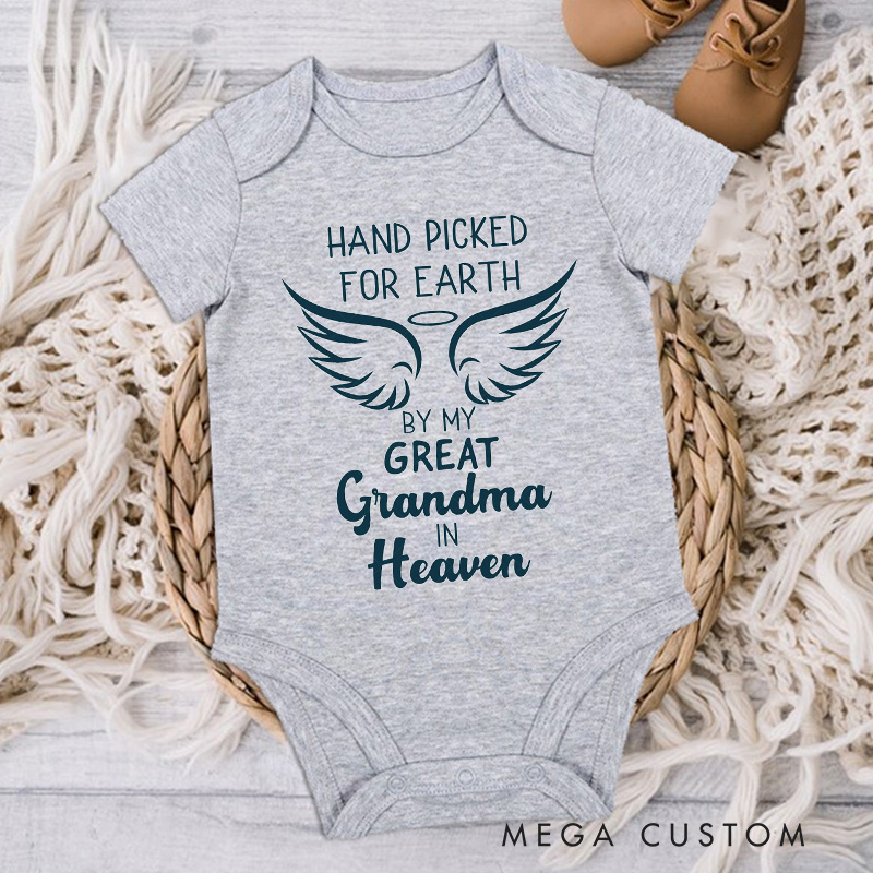Personalized Handpicked for Earth by My Great Grandma Grandpa in Heaven Onesie Heaven Sent Onesie Bodysuit Baby Shower Gift Guardian Angel New Baby