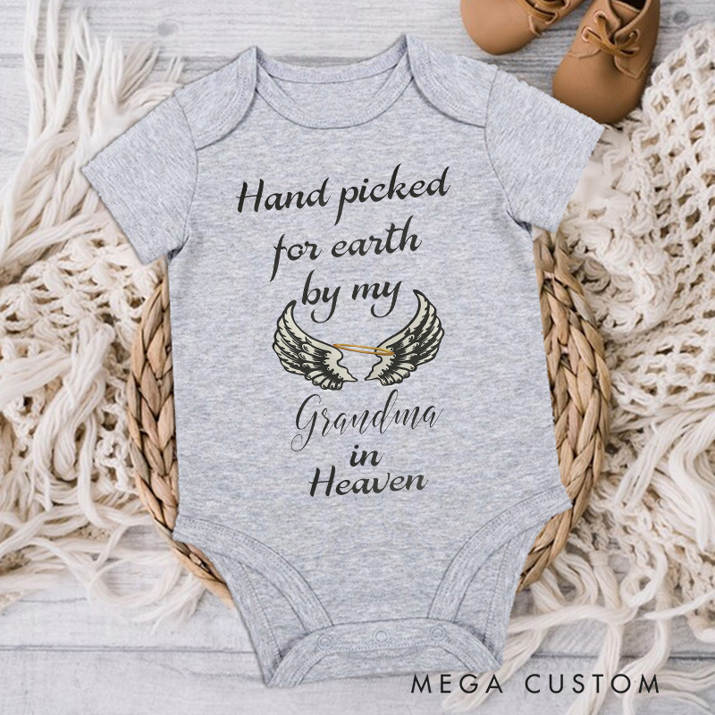 Personalized Handpicked for Earth by My Custom in Heaven Onesie Heaven Sent Onesie Bodysuit Baby Shower Gift Guardian Angel New Baby