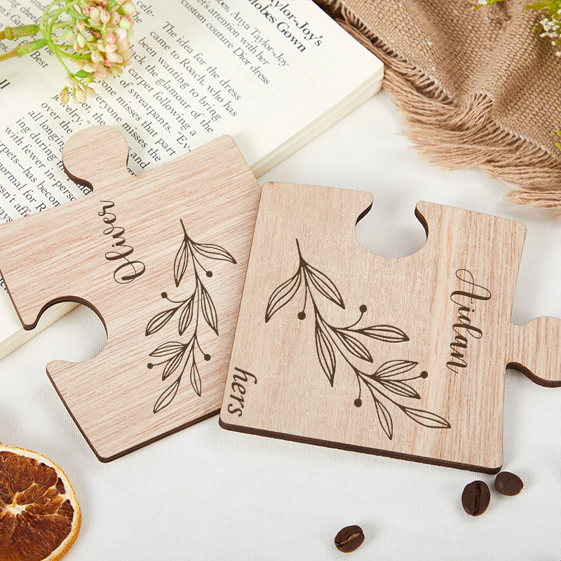 Personalised Couples Coaster Set Engraved Jigsaw Wooden Coaster His Her Gift Mr Mrs Gift Wood Valentine Gift Anniversary Gifts