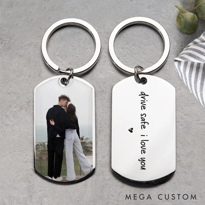  Personalized Photo Keychain Drive Safe I Love You Gift Custom Valentines Day Gift for Him Anniversary Gift for Husband or Boyfriend