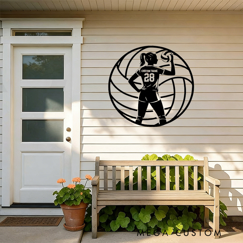 Personalized Volleyball Wall Art with Custom Name and Number Design