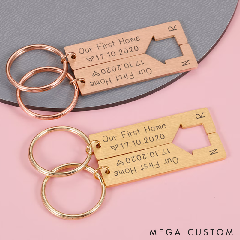 Personalized Puzzle Keychain Custom Couple keyring Our first home Matching Couple Gift Valentines Gifts Anniversary gift For boyfriend