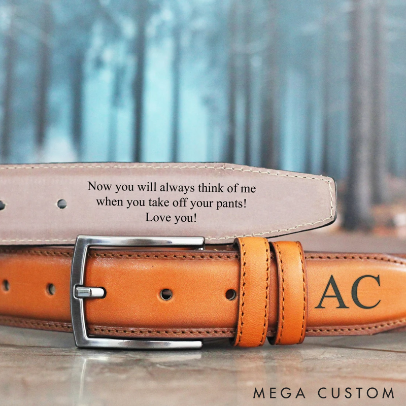 Personalized Leather Belt Custom Handmade Belt Valentine's Day Gift  Engraved Leather Belt Gift for Boyfriend Best Man Gift