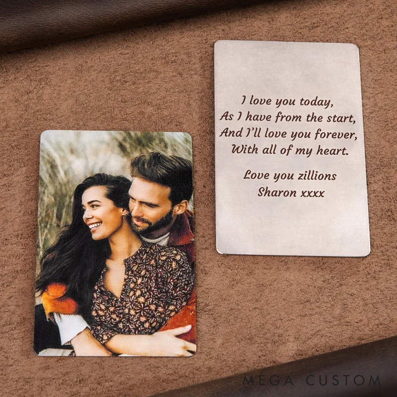 Personalized Wallet Card Custom Metal Wallet Insert Card Valentine's Day Gift for Husband or Boyfriend Anniversary Gift for Him