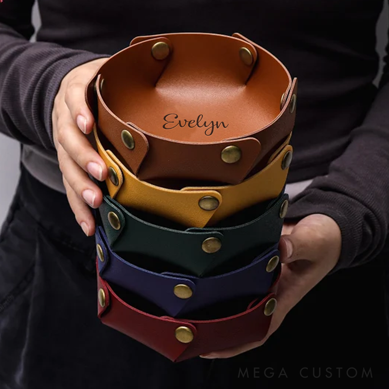Personalized Leather Tray Gift Custom Leather Office Desk Organizer Catch All Tray Storage Tray Decorative Desk Tray leather Tray