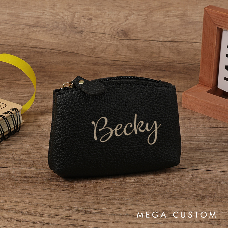 Personalized Leather Coin Purse Custom Leather Coin Purse Change Purse Small zipper wallet Makeup Pouch Travel Pouch