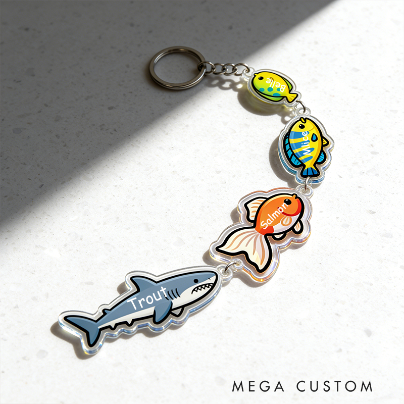 Personalized Big Fish Small Fish Keychain Family Bonding Gift Engraved Keychain Meaningful Present for Mom Dad Kids