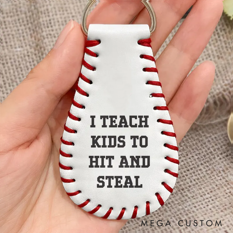 Personalized Leather Baseball Keychain Custom Bag Tag Set for Players Gift for Coach Gifts for Baseball Fans