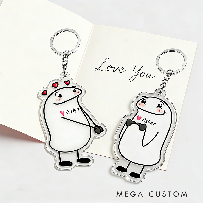 Personalized Sweet Confession Cartoon Keychain Engraved Keychain Playful Gift for Couples Romantic Holiday Gift