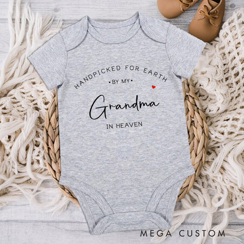 Personalized Handpicked for Earth Onesie Grandma Grandpa in Heaven Bodysuit Announcement Baby Onesie Baby Shower Gift Heaven Sent Onesie New Baby Gift