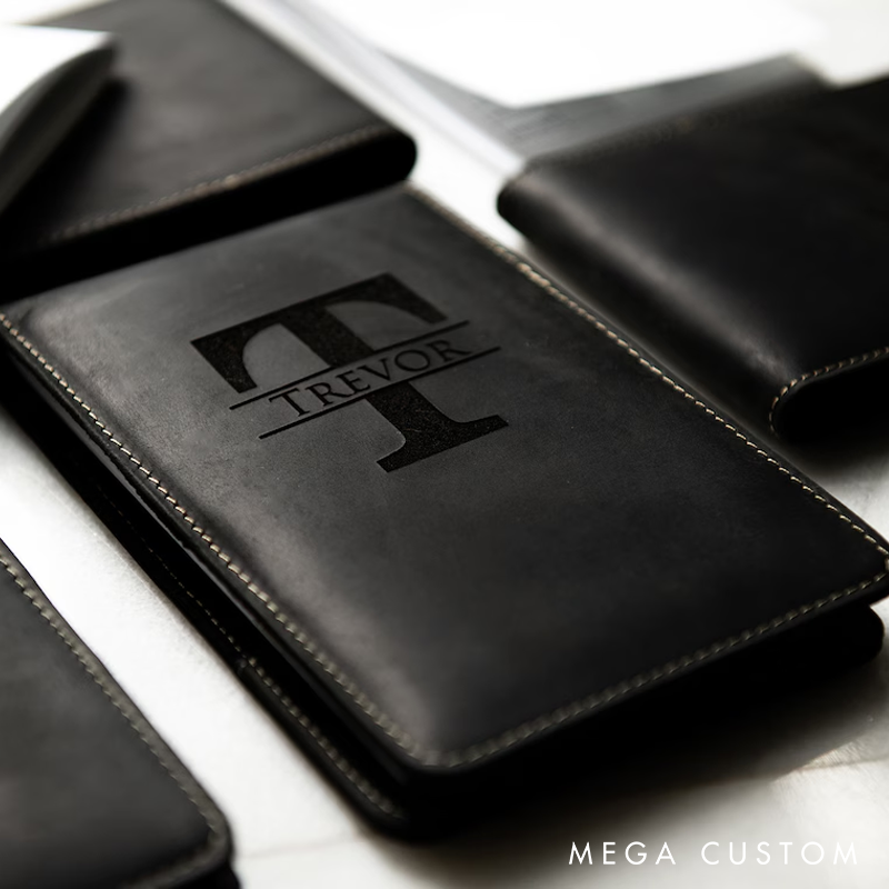 Personalized Golf Scorecard Yardage Book Holder Custom Name Leather Golf Scorecard Holder Golfer Unique Gifts