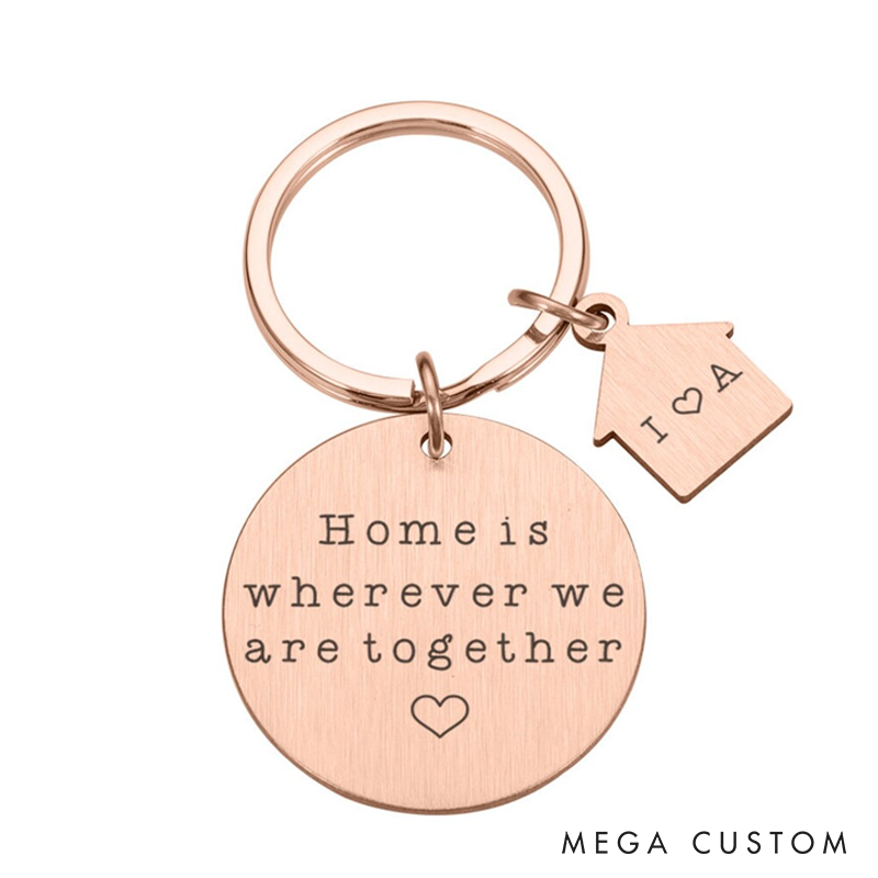 Personal New Home Keychain Custom Stainless Steel Couples Keychain Home Gift Couples Keychains New Homeowners New Home Gift