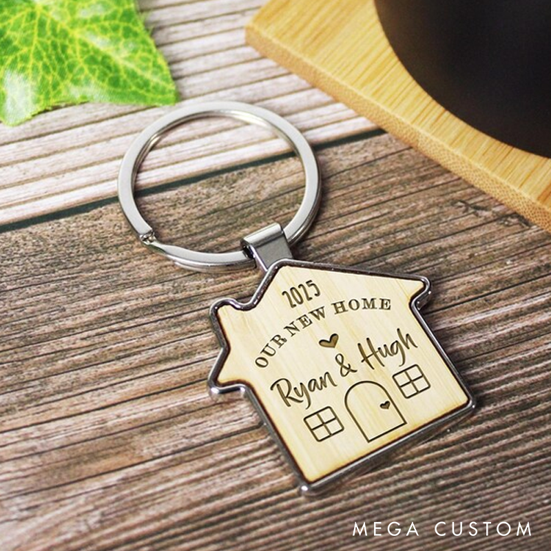 Personalised House Warming Keychain Our New Home Couples Keyring Set of 2 Moving House Gift New Home Key Rings His & Hers Homeowner