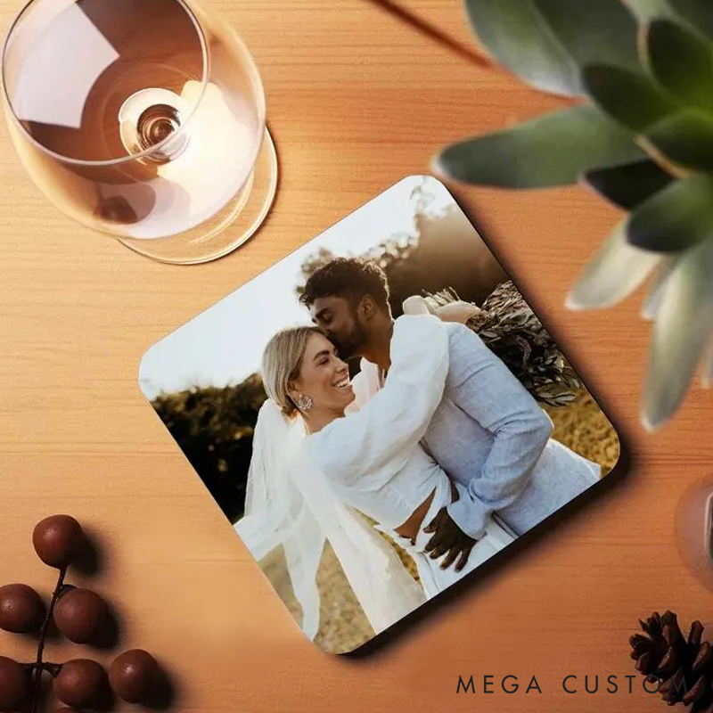 Personalized Photo Coasters Custom Acrylic Drink Coasters Photo Coaster Valentine's Day Gift Birthday Gift Anniversary Gifts