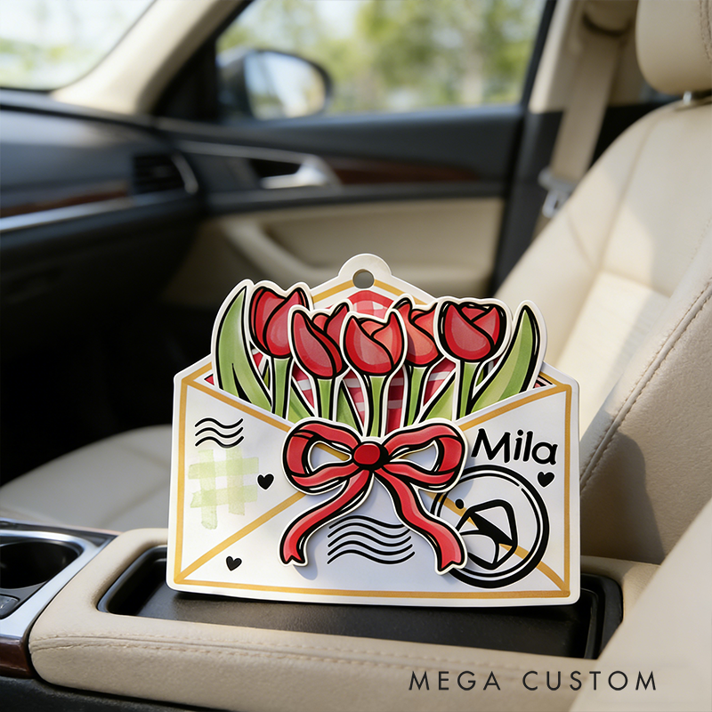 Personalized Blossom Envelope Keychain Engraved Keychain Meaningful Gift for Partners Love Message Holiday Present