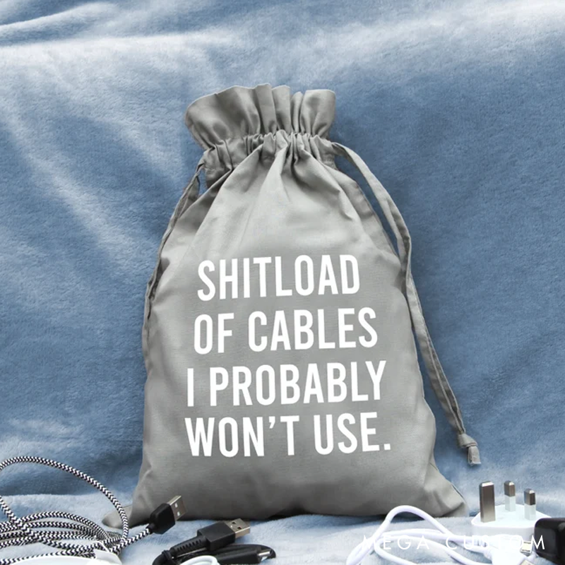 Personalized Cables Drawstring Bag Custom Cable Storage Gift for Him Gift for Dad Men's storage Dad Gift Valentines or Him