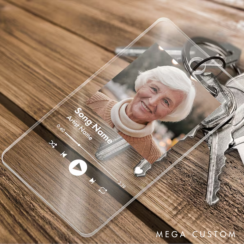 Personalized Valentines Day Gift Custom Photo Keychain Boyfriend Gift Girlfriend Gift Your Photo Your Song Music Keychain