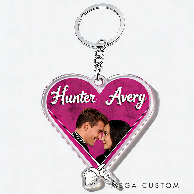 Personalized Love Gaze Keychain Custom Photo Engraved Keychain Cherished Gift for Lovers