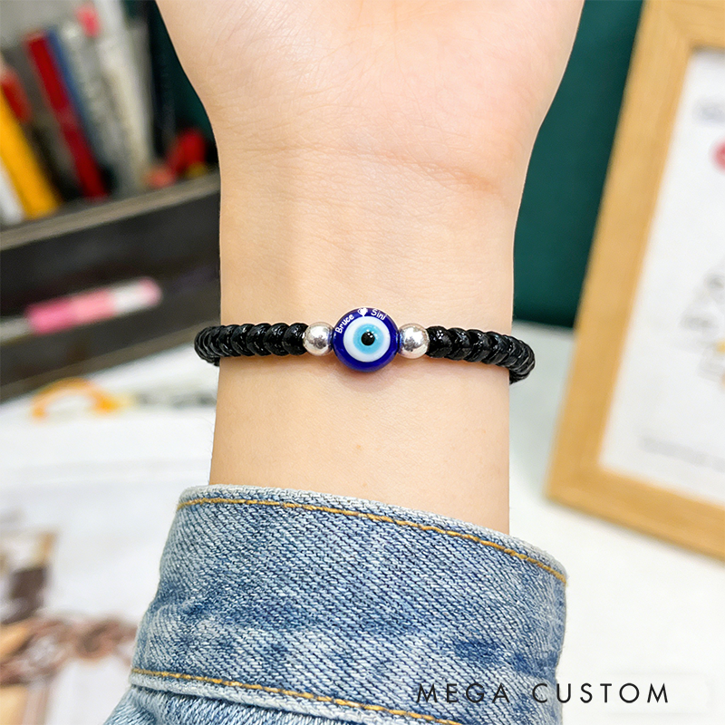 Personalized Evil Eye Bracelet Beaded Protection Jewelry Gift for Couples
