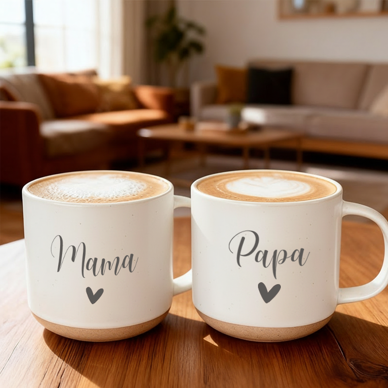 Personalized Engraved Couple Pottery Mug Valentine's Day Gift for Couple Him Her Custom Wedding Mugs Anniversary Gift for Husband  Wife