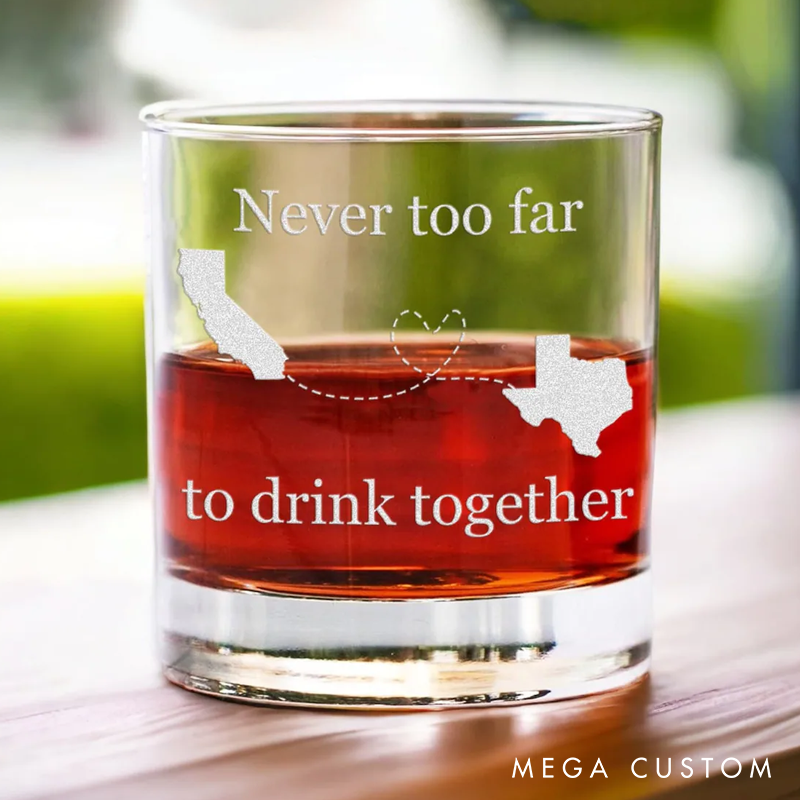 Long Distance Relationship Glass Set Valentines Day Gift for Couple Custom Gift for Best Friend