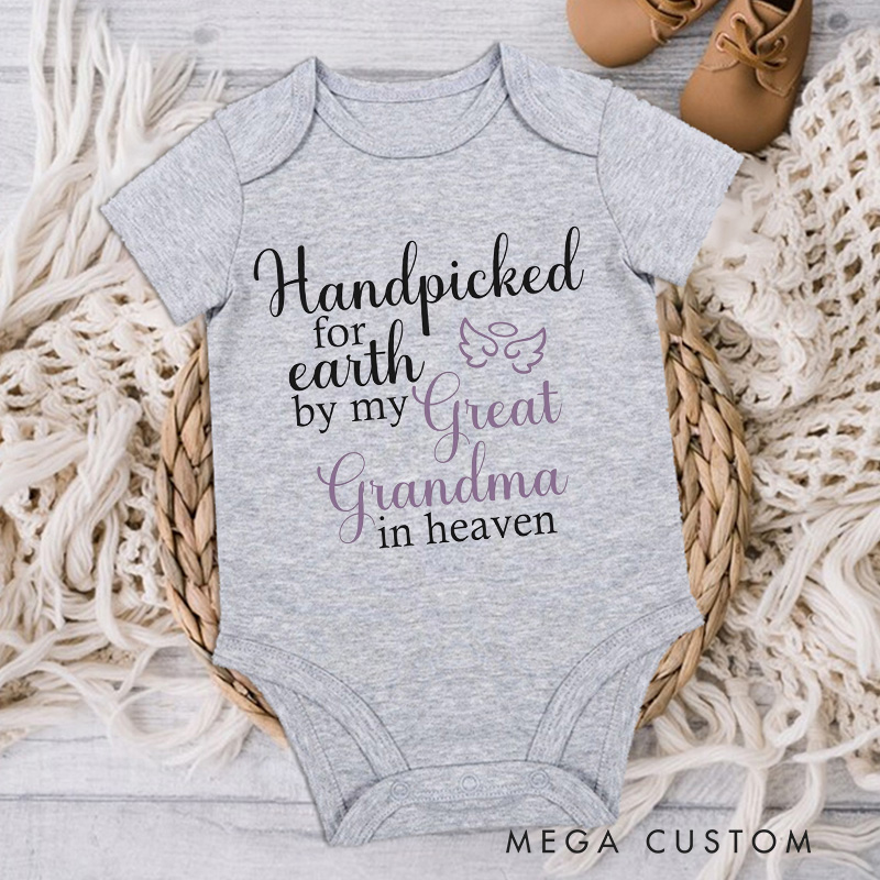 Personalized Onesie Handpicked for Earth by My Custom in Heaven Bodysuit Baby Announcement Onesie Baby Shower Gift Heaven Sent Onesie New Baby Gift