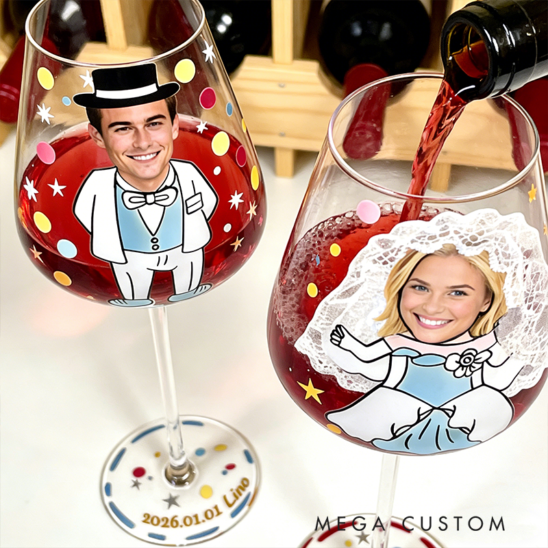 Personalized Joyful Moments Wine Glass Laser Engraved Custom Photo & Text Gift for Lovers Valentine's Keepsake