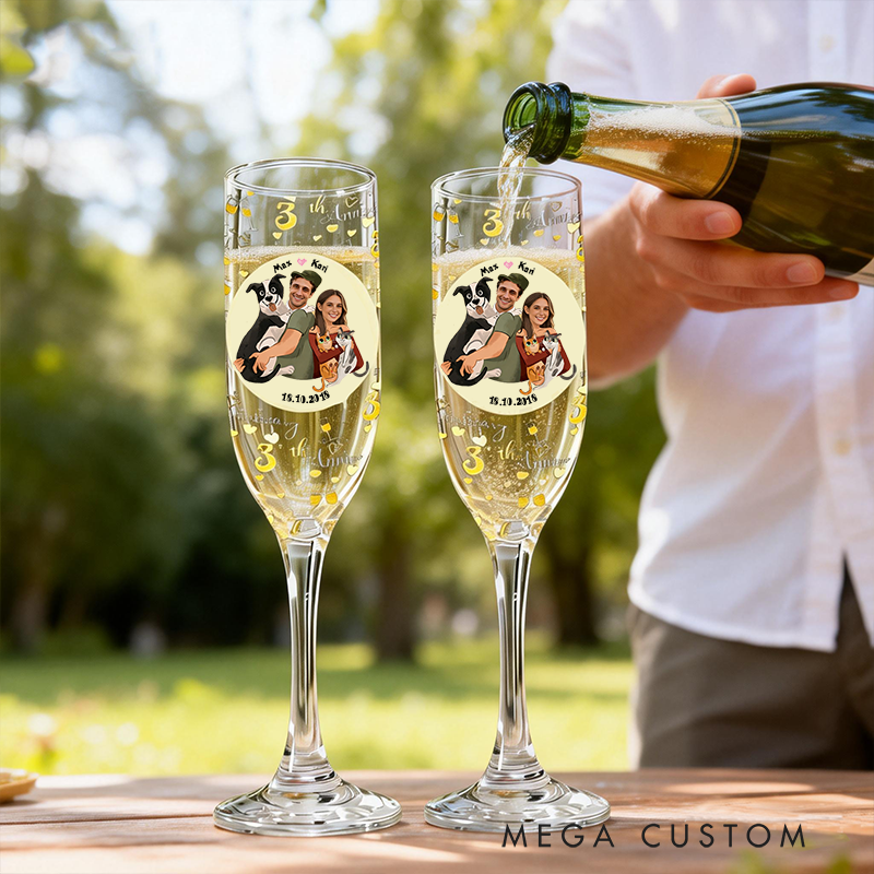 Personalized Sweet Moments Champagne Flute Laser Engraved Custom Photo & Text Gift for Couples Valentine's Present